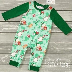 Pete + Lucy Christmas Sweets Boy Infant Romper NWT9-12months97%cotton3%spandex